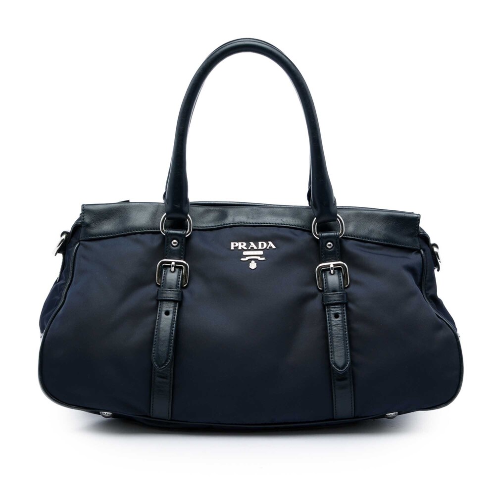 Pre-Loved Prada Soft Calf Trimmed Tessuto Zip Top Satchel